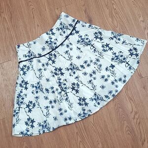 Classic Blues Y2K Brand Floral Print Side Zip Skirt Blue & White Lined Size S